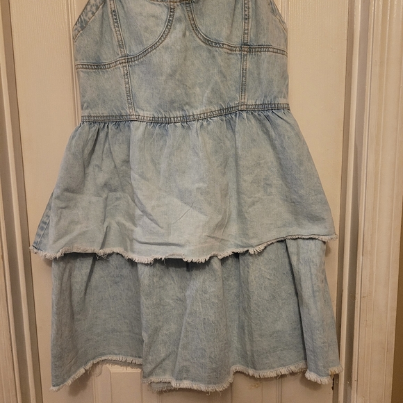 American Eagle Denim Jean Ruffled Layered Dress - Picture 3 of 9
